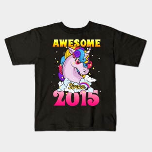 Funny Awesome Unicorn Since 2015 Cute Gift Kids T-Shirt